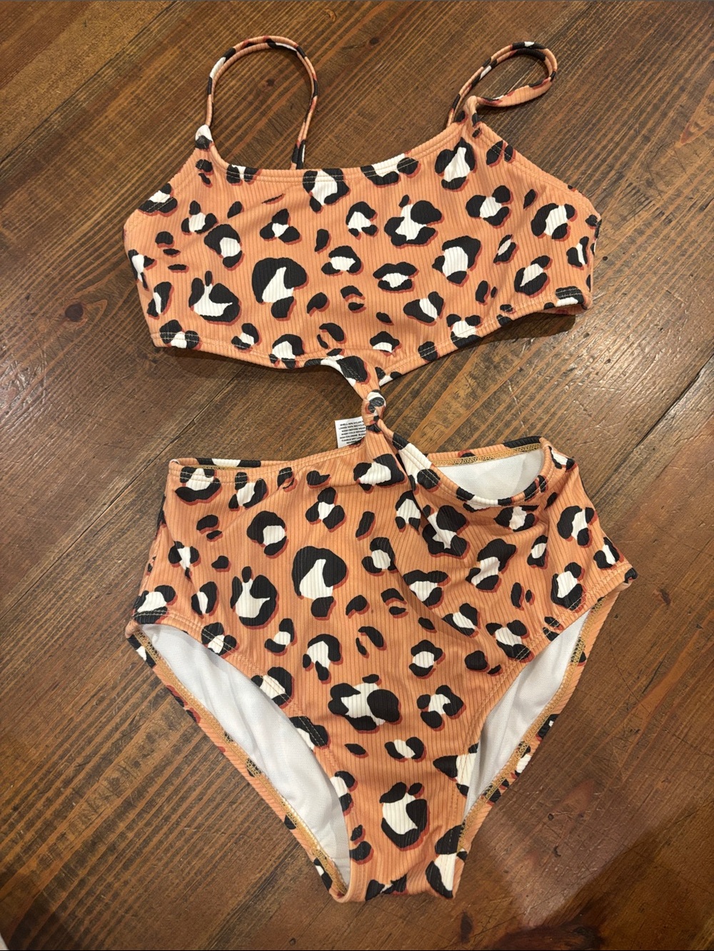 art class Orange Leopard-Spot Ribbed Two-Piece